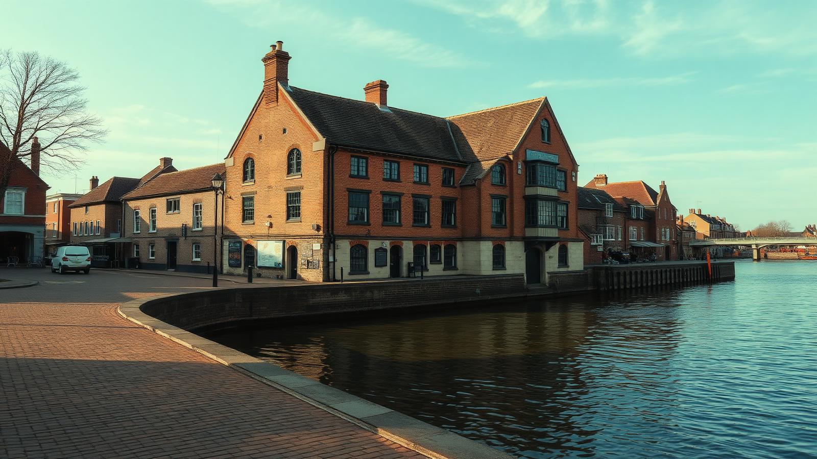 Historic King's Lynn quayside on the River Great Ouse, Norfolk