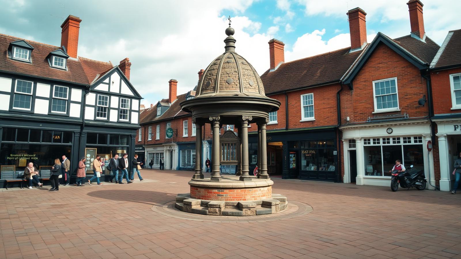 Swaffham market place with the domed Butter Cross rotunda, Norfolk